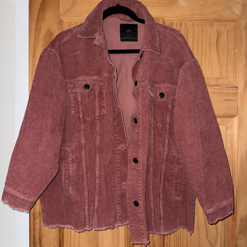 Zara Women's Corduroy Jacket in Dusty Pink